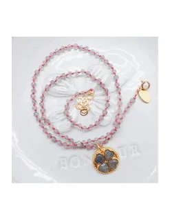 GIGI - COLLIER LABRADORITES & MÉDAILLE CAMILLE SUR CORDON (COULEUR AU CHOIX)