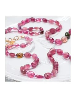 GIGI - COLLIER LONG TOURMALINES ROSES ET VERTES