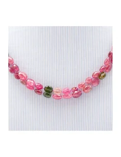 GIGI - COLLIER LONG TOURMALINES ROSES ET VERTES