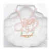 GIGI - COLLIER PEACH MORGANITES ET CHRYSOPRASES SUR CORDON NOUÉ