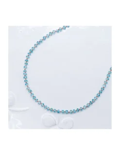 GIGI - COLLIER ZIRCONS NATURELS BLEUS NOUES SUR FIL WOOD
