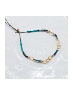 G-LINKS - BRACELET CHRYSOCOLLES ET CHAÎNE PLAQUÉE OR 8 MAILLONS OVALES