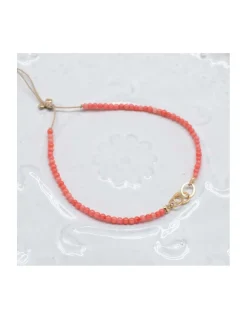 G-LINKS - BRACELET CORAIL BAMBOO ET CHAÎNE PLAQUÉE OR 3 MAILLONS OVALES