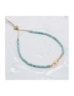 G-LINKS - BRACELET LARIMARS ET CHAÎNE PLAQUÉE OR 3 MAILLONS OVALES