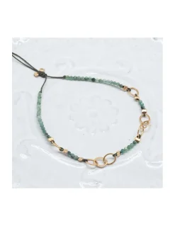 G-LINKS - BRACELET ÉMERAUDES ET CHAÎNE PLAQUÉE OR 8 MAILLONS OVALES