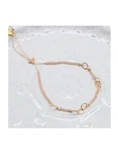 G-LINKS - BRACELET PIERRES DE LUNE PÊCHE ET CHAÎNE PLAQUÉE OR 8 MAILLONS OVALES