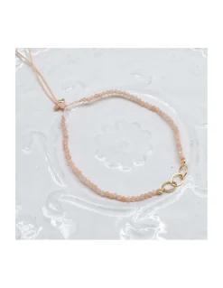 G-LINKS - BRACELET PIERRES DE LUNE PÊCHE ET CHAÎNE PLAQUÉE OR 3 MAILLONS OVALES