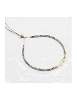 G-LINKS - BRACELET PYRITES ET CHAÎNE PLAQUÉE OR 3 MAILLONS OVALES