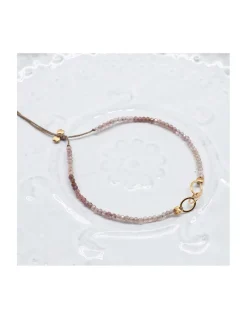 G-LINKS - BRACELET SPINELLES CHOCOLAT ET CHAÎNE PLAQUÉE OR 3 MAILLONS OVALES