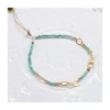 G-LINKS - BRACELET TURQUOISES ET CHAÎNE PLAQUÉE OR 8 MAILLONS OVALES