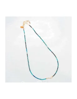 G-LINKS - COLLIER CHRYSOCOLLES ET CHAÎNE PLAQUÉE OR 3 MAILLONS OVALES