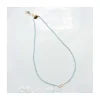 G-LINKS - COLLIER LARIMARS ET CHAÎNE PLAQUÉE OR 3 MAILLONS OVALES