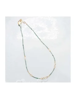 G-LINKS - COLLIER ÉMERAUDES ET CHAÎNE PLAQUÉE OR 13 MAILLONS OVALES