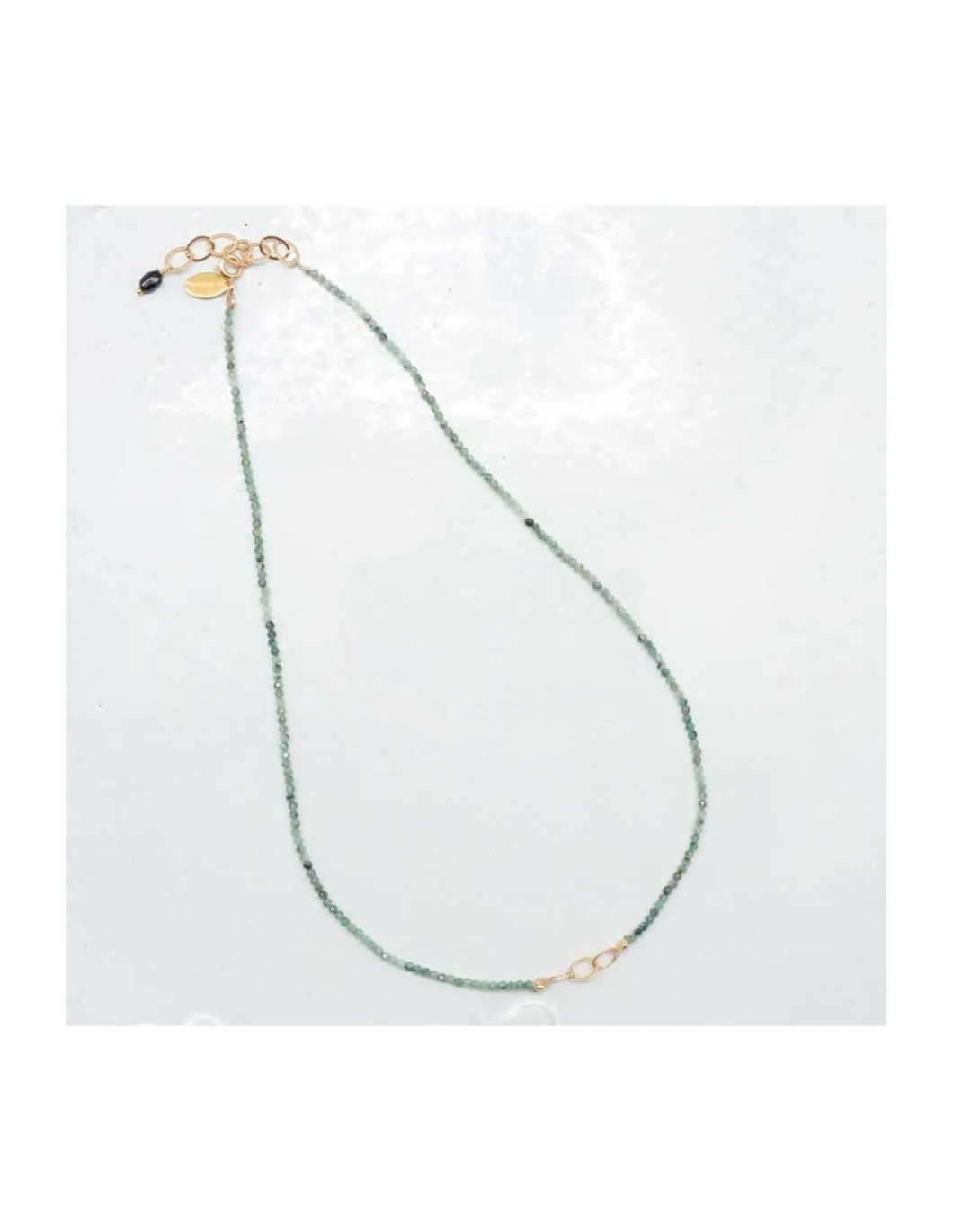 G-LINKS - COLLIER ÉMERAUDES ET CHAÎNE PLAQUÉE OR 3 MAILLONS OVALES
