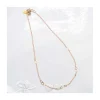 G-LINKS - COLLIER PIERRES DE LUNE PÊCHE ET CHAÎNE PLAQUÉE OR 13 MAILLONS OVALES