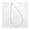 G-LINKS - COLLIER SAPHIRS VERT PERROQUET ET CHAÎNE PLAQUÉE OR 3 MAILLONS OVALES