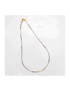G-LINKS - COLLIER SPINELLES CHOCOLAT ET CHAÎNE PLAQUÉE OR 3 MAILLONS OVALES
