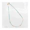 G-LINKS - COLLIER TURQUOISES ET CHAÎNE PLAQUÉE OR 13 MAILLONS OVALES
