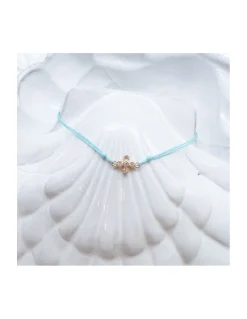 GRANNY - BRACELET CROIX ZIRCONS SUR CORDON AU CHOIX (TONS BLEUS)
