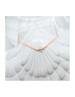GRANNY - BRACELET CROIX ZIRCONS SUR CORDON AU CHOIX (TONS ROSES)