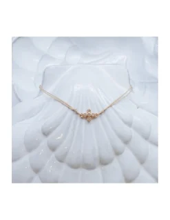 GRANNY - BRACELET CROIX ZIRCONS SUR CORDON AU CHOIX (TONS NEUTRES)