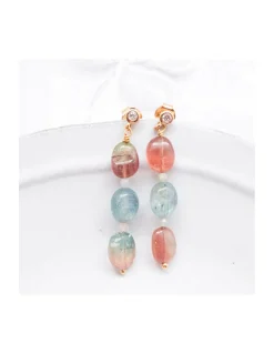 GRAZIA - BOUCLE D'OREILLE AQUAKYANITE, TOURMALINES & MORGANITES