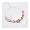 GRAZIA- BRACELET TOURMALINES, MORGANITES ET AQUAMARINES SUR CORDON