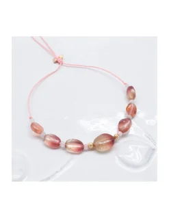 GRAZIA- BRACELET TOURMALINES, MORGANITES ET AQUAMARINES SUR CORDON