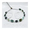 HOLLY TOURMALINES - BRACELET 12 TOURMALINES VERTES CARREES ET 11 TURQUOISES ENTRE PERLES DORÉES