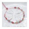 HOLLY TOURMALINES - BRACELET 12 TOURMALINES ROSES CARREES ET 11 TURQUOISES ENTRE PERLES DORÉES