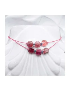 HOLLY TOURMALINES - BRACELET COURT, TOURMALINES CARRÉES ET SAPHIRS BLEUS ROUGES
