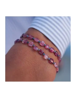 HOLLY TOURMALINES - BRACELET TOURMALINES CARRÉES ET SAPHIRS BLEUS ROUGES
