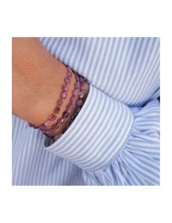 HOLLY TOURMALINES - BRACELET 16 TOURMALINES ROSES NOUÉES SUR CORDON