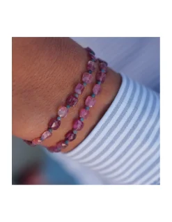 HOLLY TOURMALINES - BRACELET TOURMALINES CARRÉES ET SAPHIRS BLEUS ROUGES