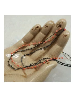 IBIZA - COLLIER CORAIL BAMBOO SUR CORDON PÊCHE