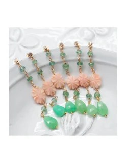 ISLAND GIRL - BOUCLE D'OREILLE CHRYSOPRASE, OPALE ROSE ET TOURMALINE VERTE