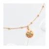 JACKIE - COLLIER CHAÎNE BOULE ARGENT PLAQUÉE OR ET PENDENTIF TRÈFLE AVEC MINI TOURMALINE