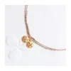 JACKIE - COLLIER CORDON LUREX ET PENDENTIF TRÈFLE AVEC MINI TOURMALINE