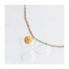 JACKIE - COLLIER CORDON LUREX NOEUTÉ ET PENDENTIF TRÈFLE AVEC MINI TOURMALINE