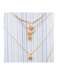 JACKIE - COLLIER CORDON LUREX NOEUTÉ ET PENDENTIF TRÈFLE AVEC MINI TOURMALINE