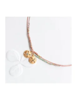 JACKIE - COLLIER CORDON LUREX NOEUTÉ ET PENDENTIF TRÈFLE AVEC MINI TOURMALINE