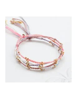 JANE - BRACELET PERLES DORÉES SUR CORDON LUREX