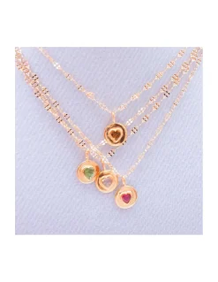 JANE - COLLIER COEUR TOURMALINE SUR CHAÎNE SOLEIL