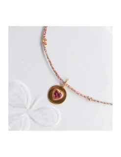 JANE - COLLIER COEUR TOURMALINE SUR CORDON LUREX