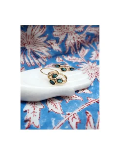 JOHRI - BAGUE EN OR ET LONDON BLUE TOPAZ OVALE N°2