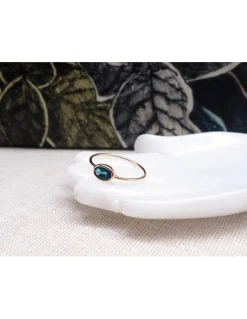 JOHRI - BAGUE EN OR ET LONDON BLUE TOPAZ OVALE N°2