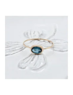 JOHRI - BAGUE EN OR ET LONDON BLUE TOPAZ OVALE N°2