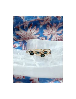 JOHRI - BAGUE EN OR ET LONDON BLUE TOPAZ OVALE N°2