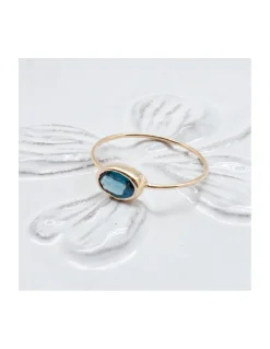 JOHRI - BAGUE EN OR ET LONDON BLUE TOPAZ OVALE N°2