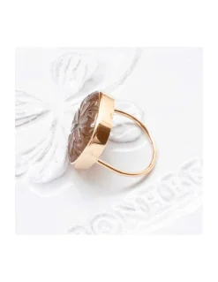 JOHRI - BAGUE EN OR ET TOURMALINE ROSE GRAVÉE N°2